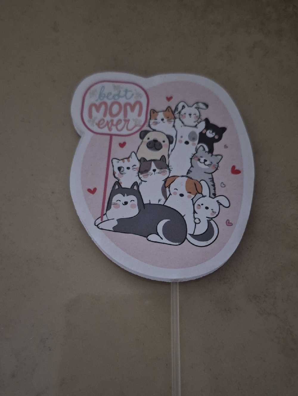 Best Mom Ever Pink Cat & Pet Decorative Pick